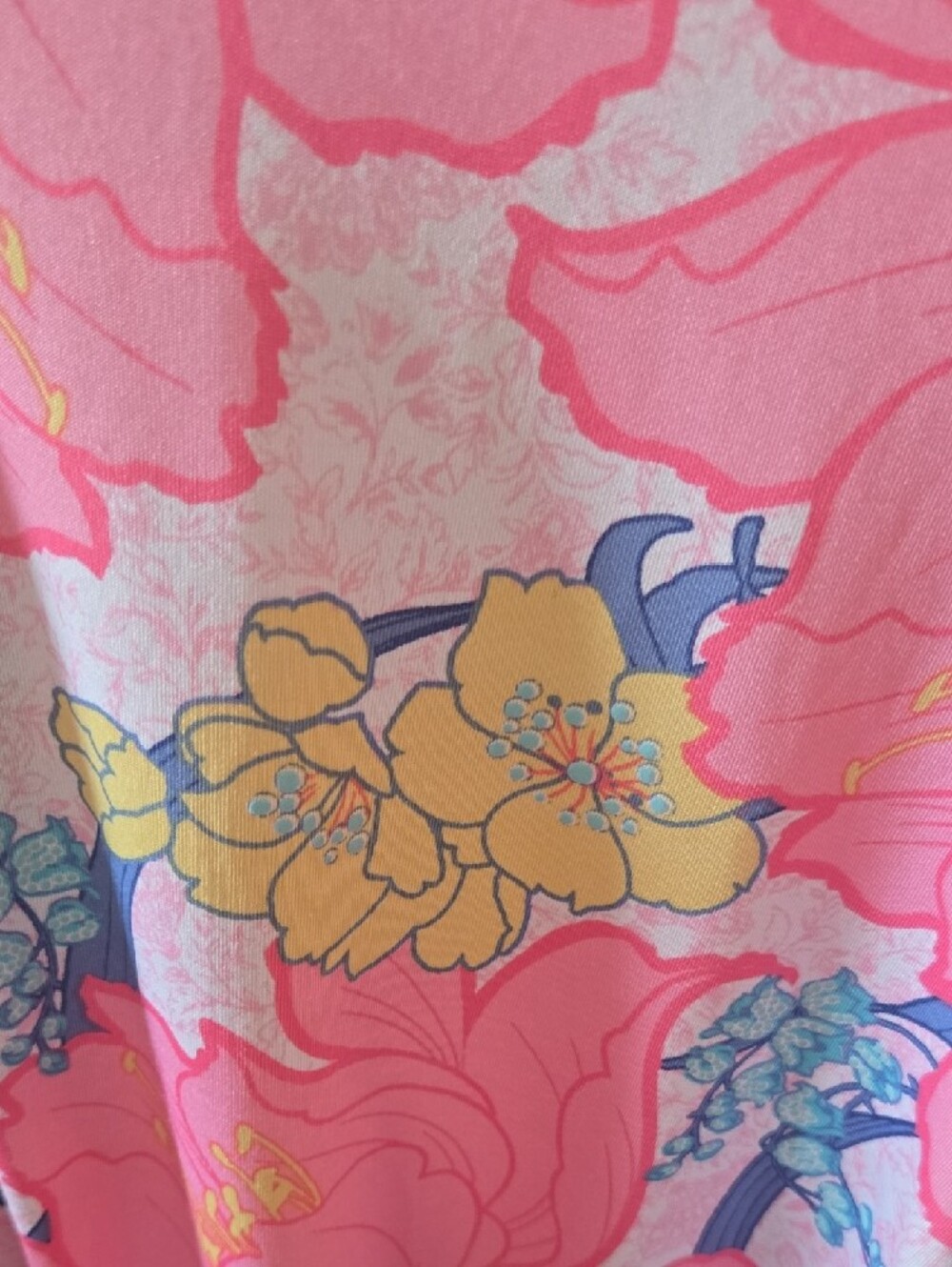 Ruby Rd. Pink Floral V-Neck Knot-Front Tunic with Yellow & Blue Accents - Picture 3 of 4